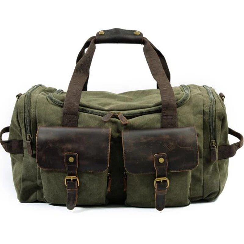 Careteilly холст Duffle Bag негабаритных кожаные дорожные сумки для Для мужчин и Для женщин