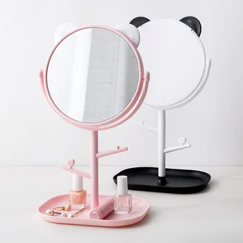 

Plastic Makeup Organizer with mirror tree Jewelry Box Creative Cosmetic Organizer Ring Lipstick Rack Necklace Display Organizer