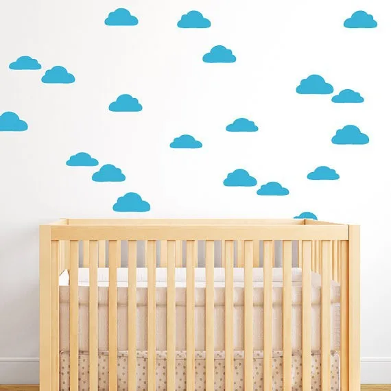 60pcs(24L/36M) clouds pattern Wall stickers for baby room decor, free