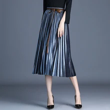 Женская плиссированная юбка винтажная длинная юбка Saias Вельветовая с завышенной талией Юбка Saia