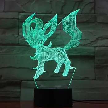 

2019 3D Lamp Game Figures Eevee Leafeon Children's Night Light RGB LED Bulb Multicolor Change Flash Fade Mood Home Decor