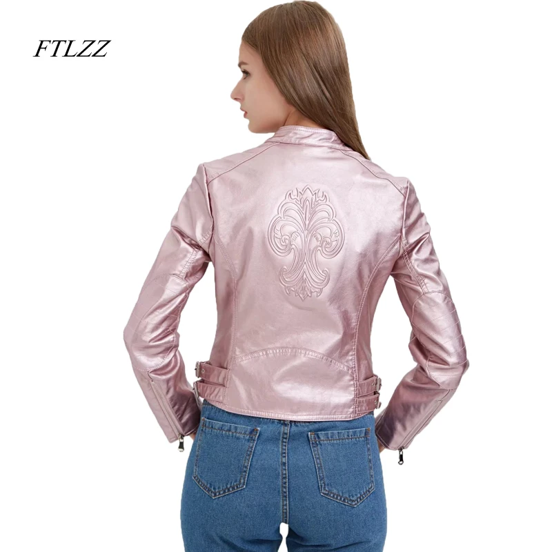 Women Long Leather Jacket 2017 New Fashion Ladies Elegant