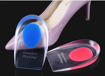 

1 Pair Heel Support Pad Cup Gel Silicone Shock Cushion Orthotic Increased Insoles Plantar Care Foot Inserts Soft Half Height