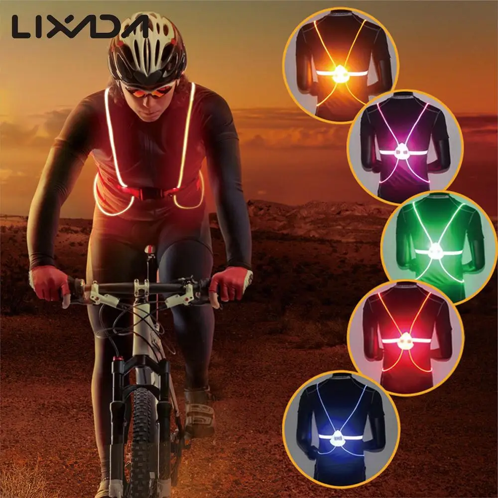 

Outdoor Running Cycling Vest Reflective LED Fiber Light Safety Vest Jacket Night Sports Vests for Childre Men Women