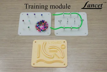 

Training modules, such as suture module, perforate module, clamp module