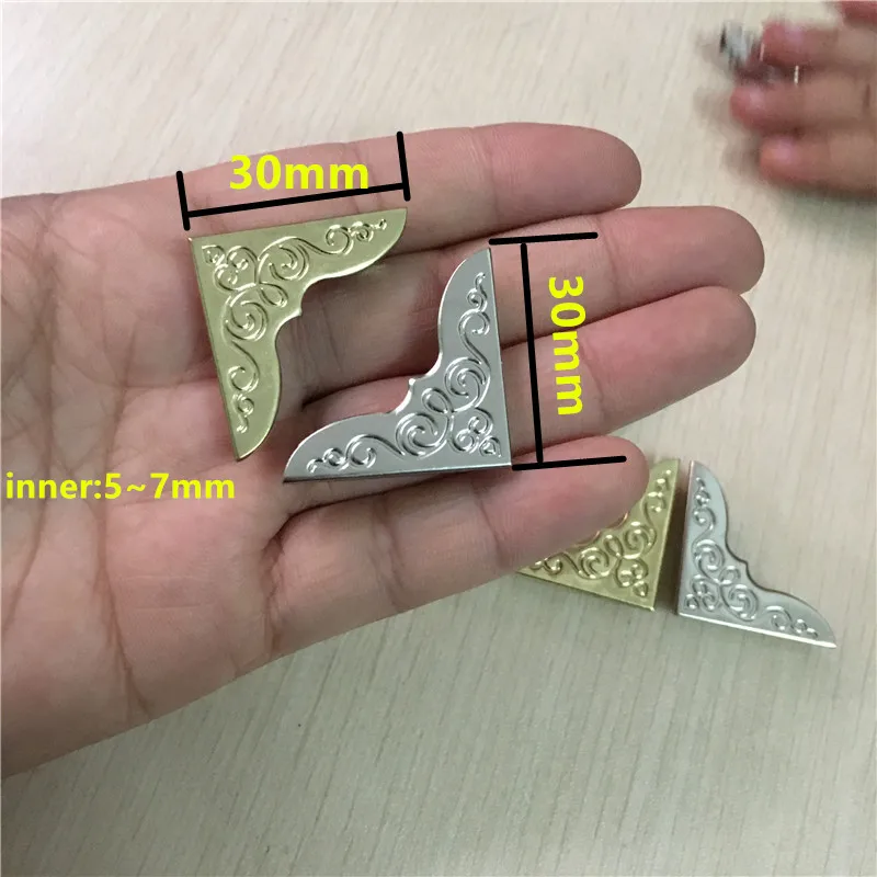 Silver-Tone-Yellow-Book-Scrapbooking-Album-Menu-Folder-Corner-Protectors-30mm-100Pcs
