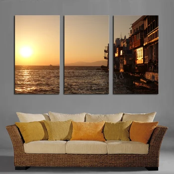 

2017 Hot Sell 3 Panel Set Beautiful Seaview Modern Canvas Painting Contemporary Artwork Prints Hd Sea Lanscape Painting