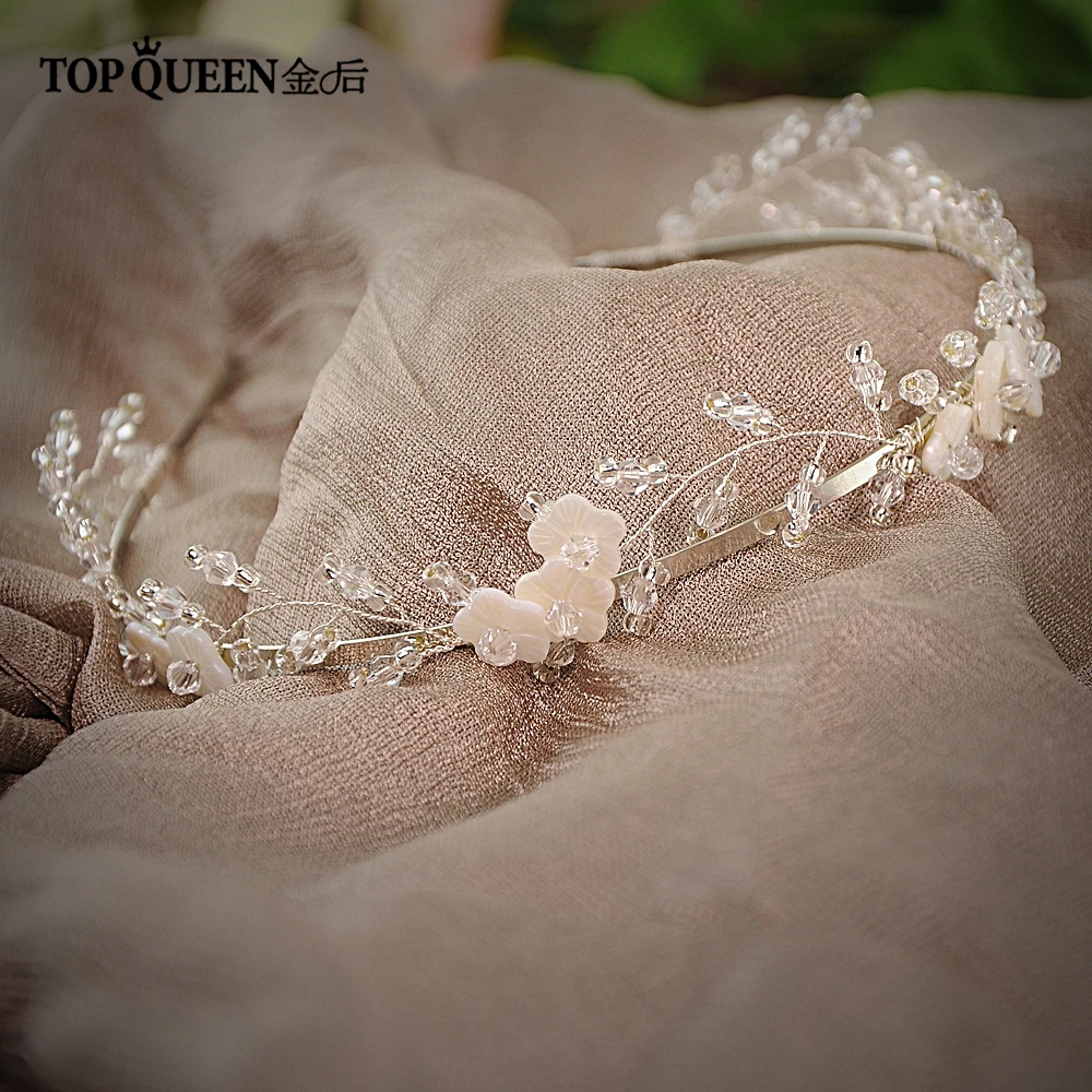 TOPQUEEN HP158 Свадебные короны 2019 ракушка цветок тиары для свадьбы хрустальные аксессуары для свадебной прически тиара цветы девушка