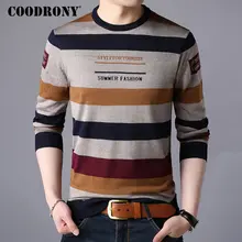 Бренд COODRONY, мужской свитер, уличная мода, Полосатый пуловер, мужская рубашка трикотажная, для осени и зимы, хлопковые свитера 91060