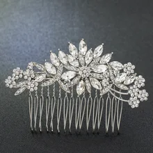 

Silver Tone Rhinestone Crystals Flowers Wedding Bridal Hair Side Comb Hairpins Women Hair Accessories Jewelry GT4390SIL