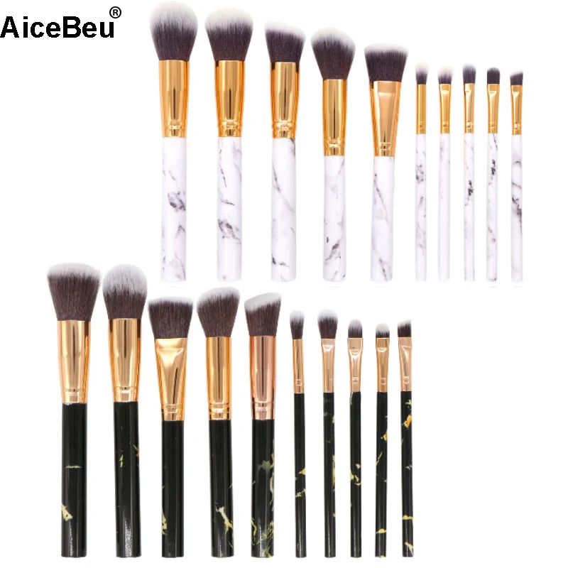 

AiceBeu 10pcs Marble Patten Makeup Brush for Cosmetic Powder Foundation Eyeshadow Lip Make up Brushes Set