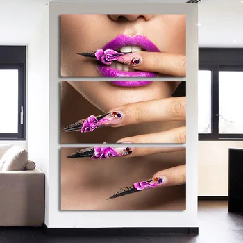 

3 Piece Canvas Wall Art Sexy Beauty Nail Art Painting Home Decoration Picture For Living Room Poster Abstract Painting