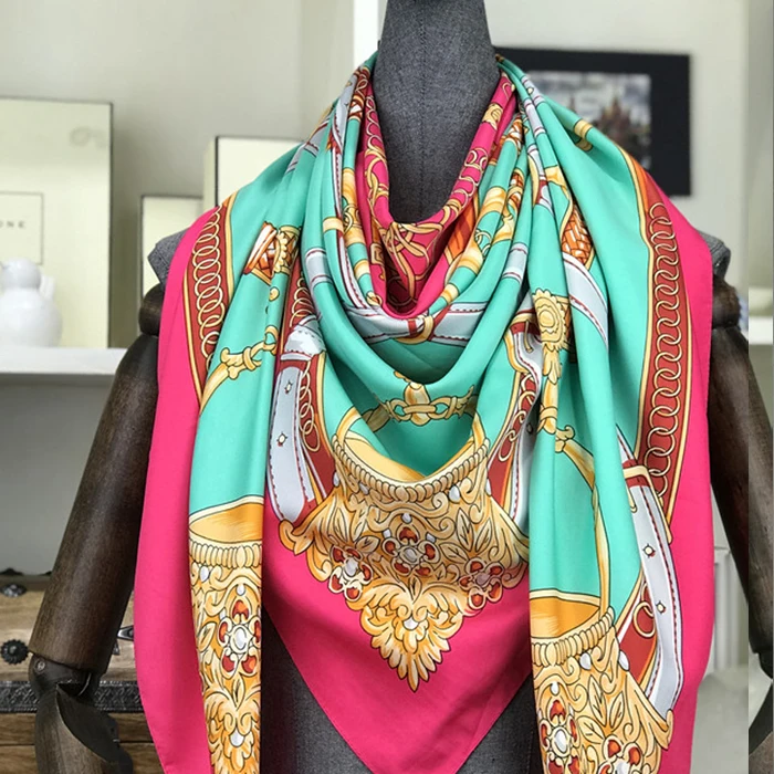 Silk Scarf 130*130cm Printed Shawls Beach Cover-Ups | Uniqistic.com