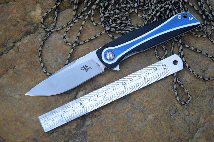 

CH Knife CH3511 Pocket knife with clip 154CM Stainless steel Blade blue handle Hunting Knife Collection Gift box package