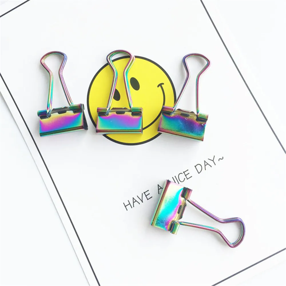 

16pcs Nordic Office Paper Plating Swallowtail Storage Clip Ins Wrought Colorful Iron Document Handbook Storage Clip Sealing Clip