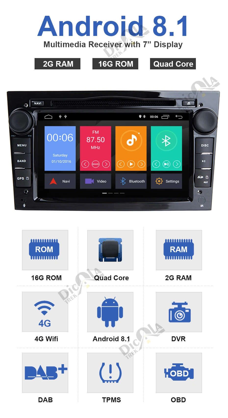 Ips экран 2G Android 8,1 2 DIN Автомобильный мультимидийный навигатор для Vauxhall Opel Astra H G J Vectra Antara Zafira Corsa DVD плеер стерео
