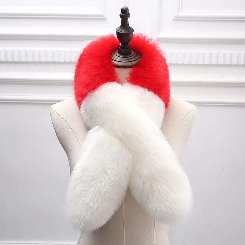 New Arrival Winter Warm Faux Fox Fur Scarf Patchwork Fur Scarves