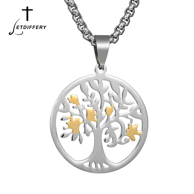 

Letdiffery Vintage Tree Of Life Pendant Necklace Stainless Steel Totem Religion Necklace Love anillo arbol de la vida