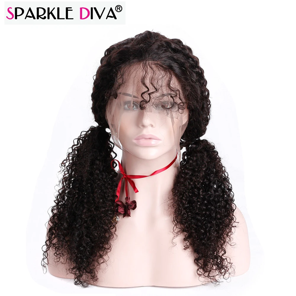 Sparkle Diva Kinky Curly 360 Lace Frontal Wig 100 Mongolian Remy Human