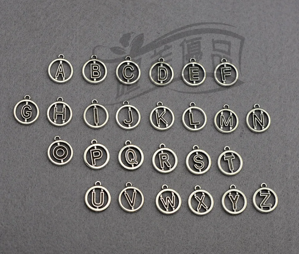 30pc/lot DIY jewelry accessories,12 mm silver round 26 English letters