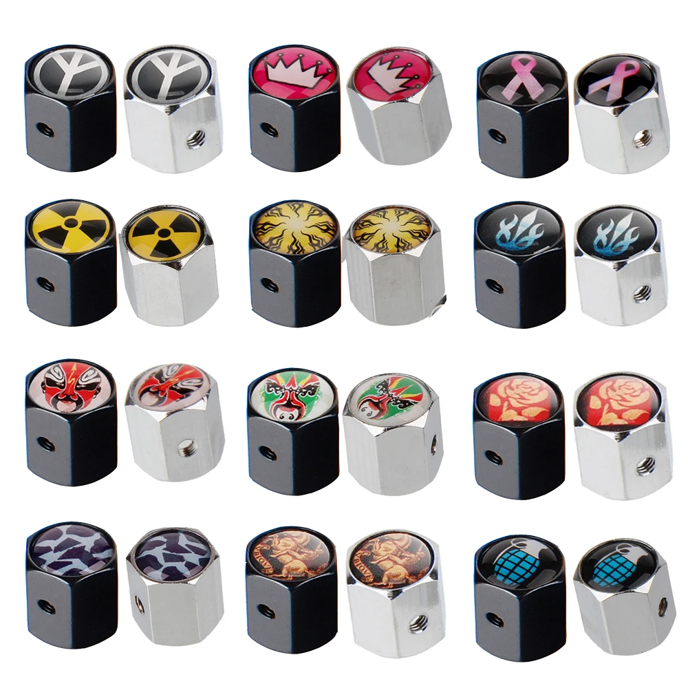 

Metal Anti-theft Tire Valve Caps Flame Rose Bomb Dust Cover Decal Auto Styling for Fiat Mazda BMW Audi Q5 Citroen Toyota Kia