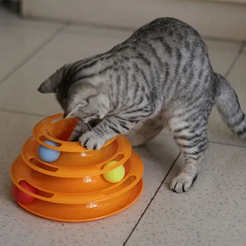 

Three Levels pet cat toy Tower Tracks Disc cat Intelligence Amusement triple pay disc cat toys ball Training Amusement plate