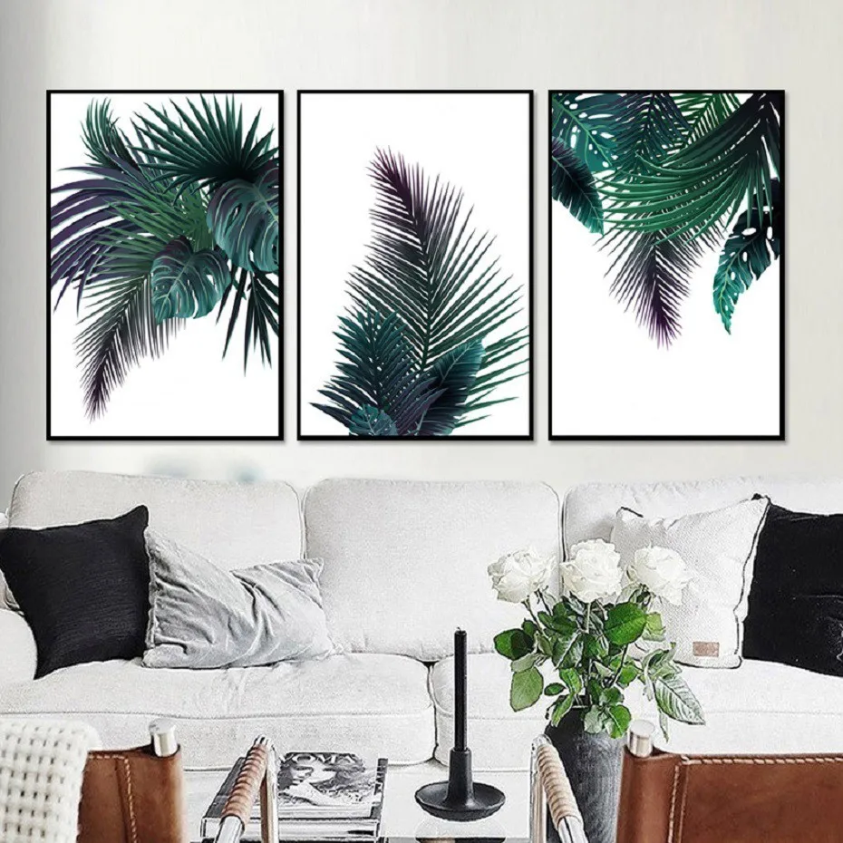 Moderne Drucke Pflanze Blatt Kunst Poster und Drucke Gr/üne Wandkunst Leinwand Gem/älde Kunst Wandbilder F/ür Wohnzimmer 50x70cm Kein Rahmen