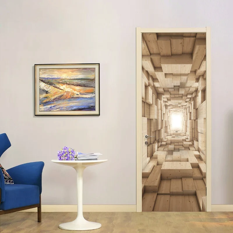 Современные креативные DIY двери Стикеры 3D пространственное расширение обои домашний декор плакат дизайн ПВХ самоклеющиеся 3D двери стены стикеры s