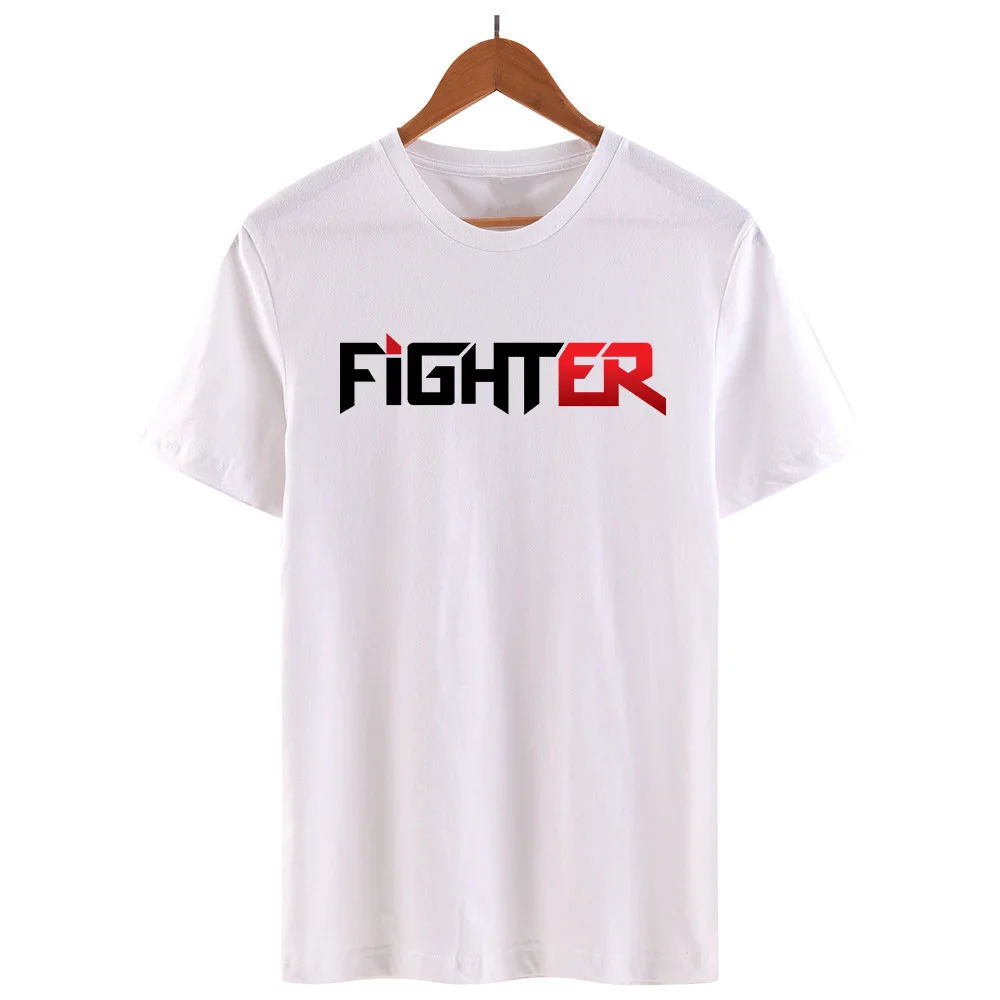 Мужская футболка с буквенным принтом Fighter Минималистичная брендовая Футболка