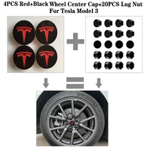 Для Tesla модель 3 красный+ черный нержавеющая сталь крышки ступицы колеса Крышка+ 20 шт. гайки колеса
