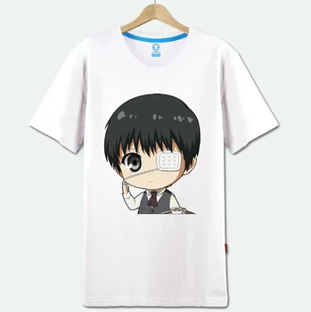 

Tokyo Ghoul cartoon T-shirt Kaneki Ken cartoon short sleeve Slim 100% cotton cosplay T-shirt Slim