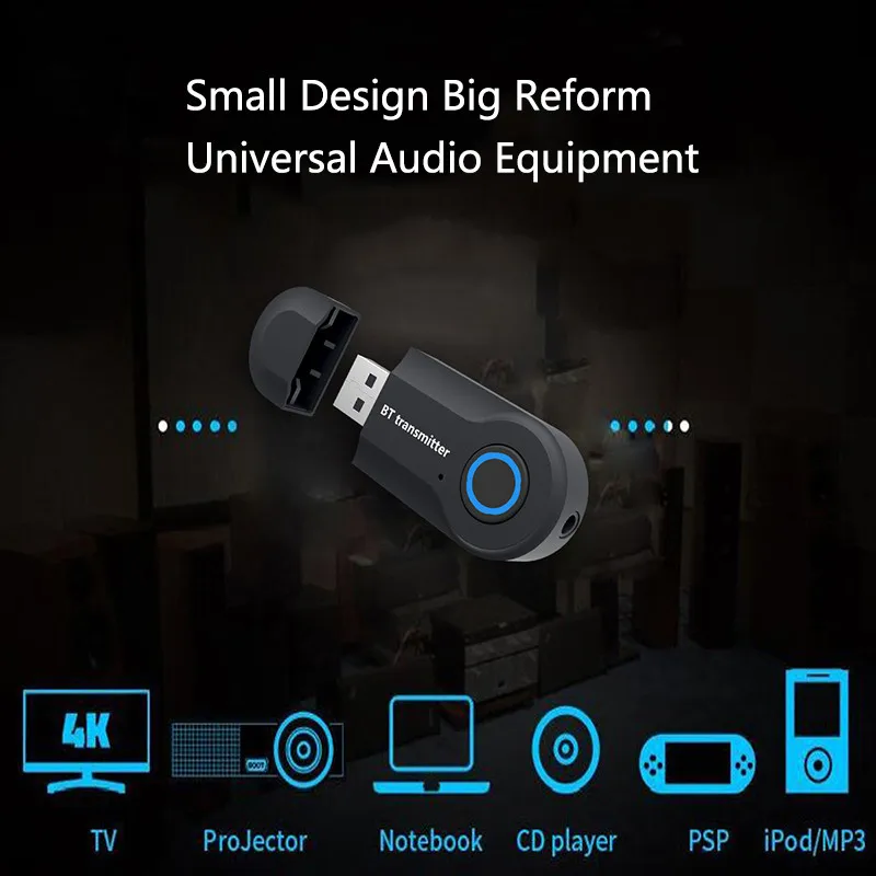 Wireless Bluetooth Transmitter Stereo 3 5MM Jack Audio Music Adapter for TV Phone PC Headphones Speakers