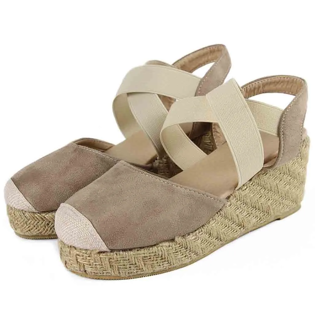 

2019women Sandals Slip On Elastic Band Peep Toe Female Summer Shoes Platform Flat Roman Sandals Ladies Comfortable Footwear 15