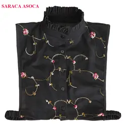 Модные женские туфли Кружево цветочный Съемная Воротники универсальные свитер черная рубашка поддельные воротник для девочек A238
