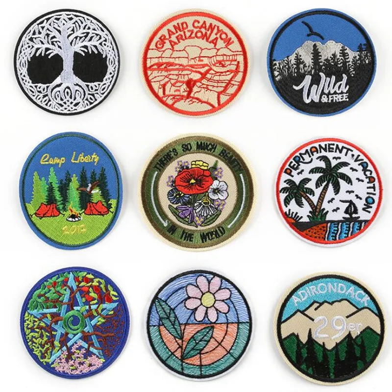 

The Mountain Plant Flowers Patch Embroidered Patches For Clothing Iron On For Close Shoes Bags Badges Embroidery