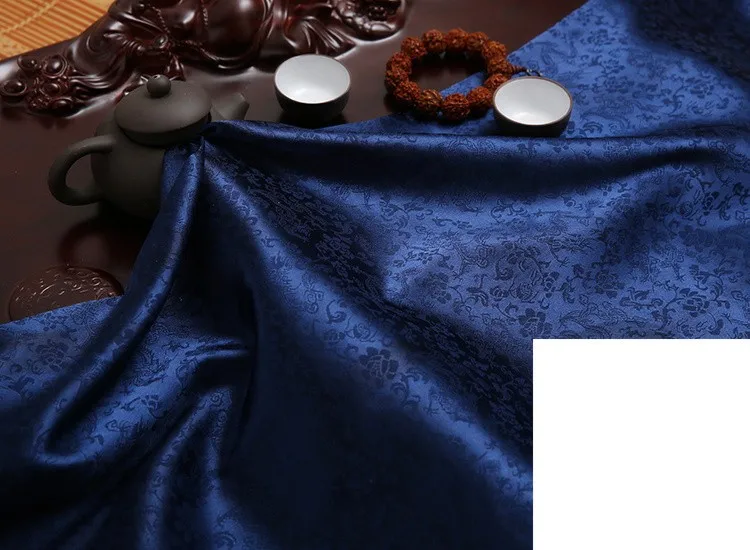 120 см* 100 см темно-синяя Античная шелковая ткань дракон супер мягкая шелковая парча ткань одежда COS diy качественная ткань