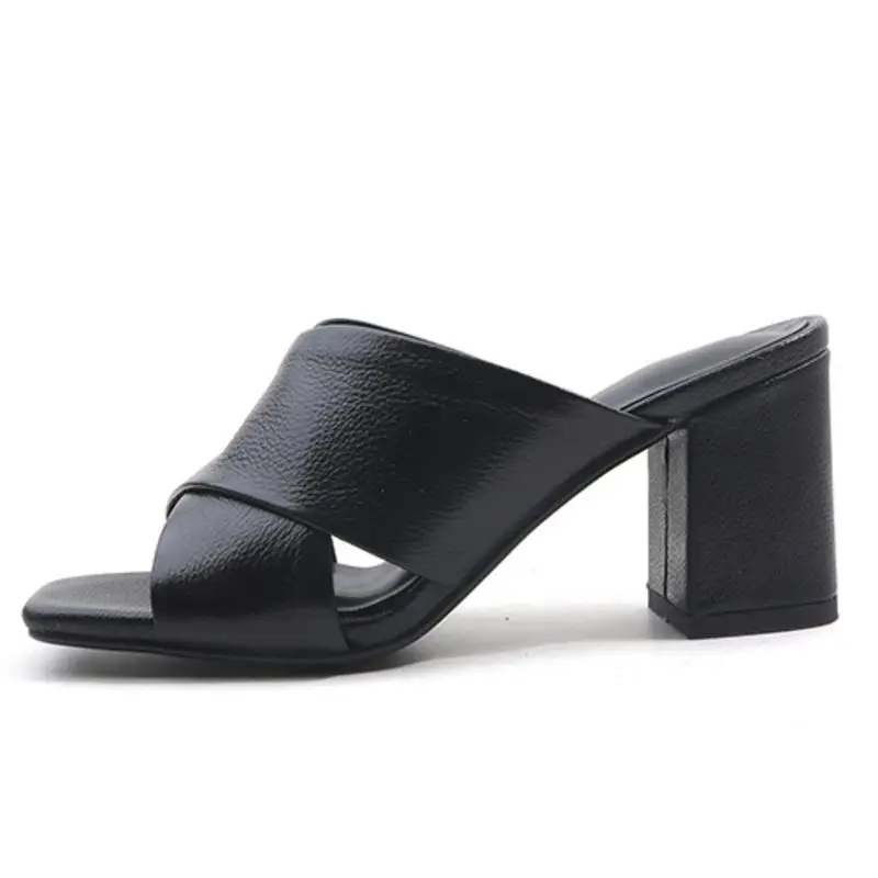 Abierta Beige Concisa Del Calzado Alto 33 Mujeres De Zapatos Cuero Real En Las 43 Tacón Verano Punta Deslizamiento amarillo Sandalias negro Kemekiss Gruesos Tamaño 41RHxnqZwP