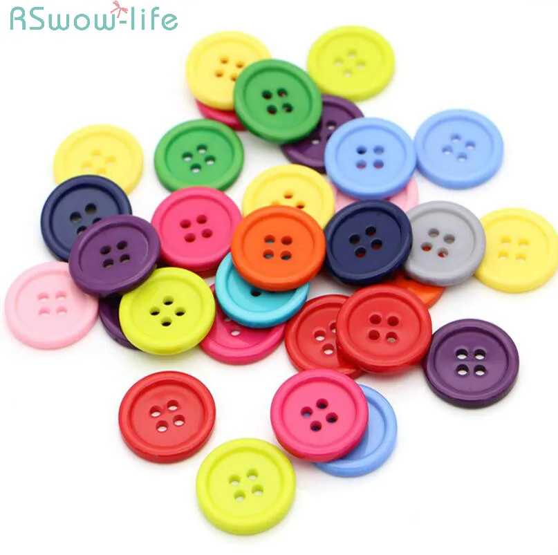 

50pcs Children's Manual DIY Color Button Plastic Button Four Holes Buttons For Clothing Vintage Buttons For DIY Apparel Sewing