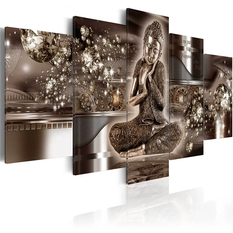 

Canvas Art Buddha Statue HD Prints Poster 5 Pieces Modular Pictures Modern Wall Painting for Living Room Home Decor Cuadros