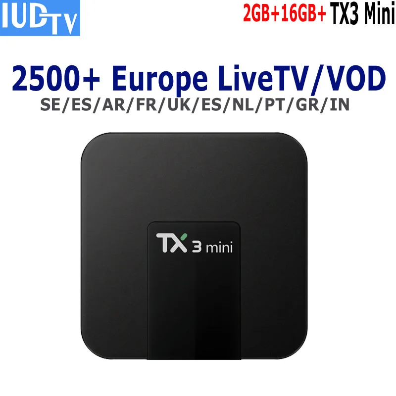 TX3 Мини Смарт Android ТВ коробка 4 к с 1 год IUD ТВ шведский Индия IPTV Европа пакет французский, голландский США греческий португальский Великобритания ТВ M3U