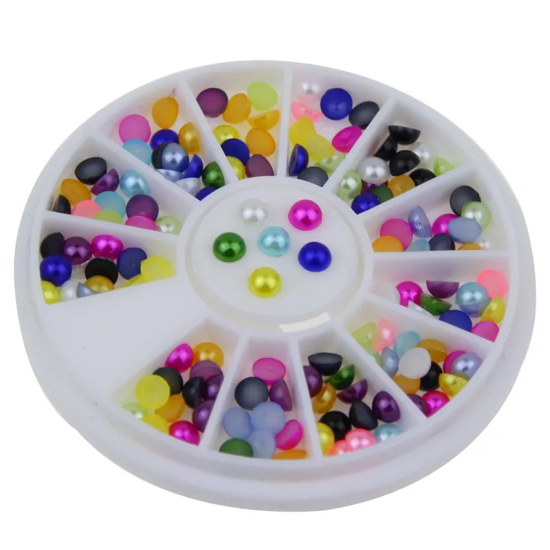 2016 Multicolor Flat Back Resin Nail Art Charm Nail Glitter Half Round