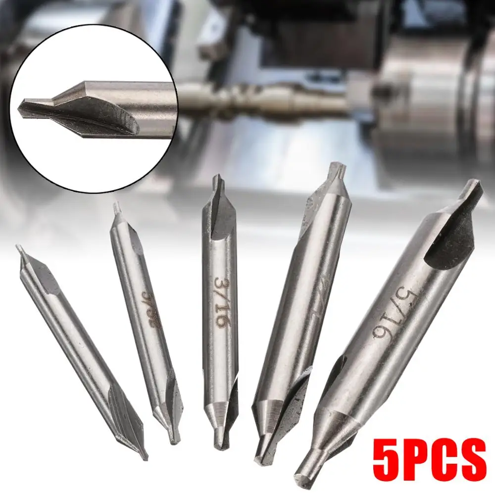 

5pcs HSS Center Spotting Drill Bits Mayitr 60 Degree Combined Countersink Tool Set For Power Tools