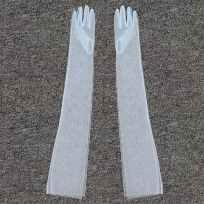 1 пара длинных тюлевых перчаток эластичные гибкие перчатки Простые перчатки для невесты до локтя вечерние аксессуары WLF9081 - Цвет: Light blue