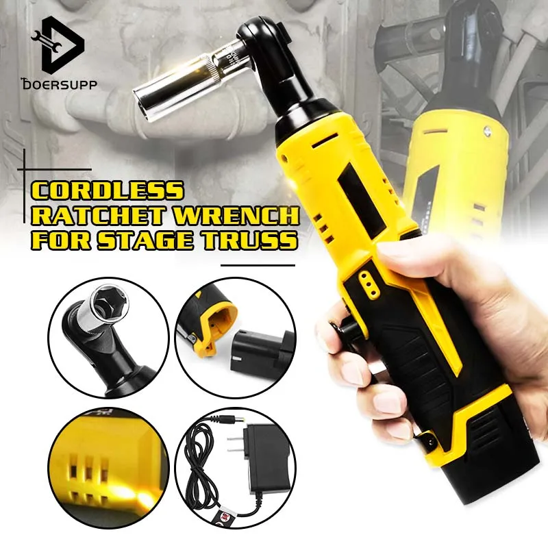 

12V 35NM Cordless Wrench Power Tools Rechargeable Lithium-Ion Battery Electric Ratchet Wrench with LED Light Car Repair Kits