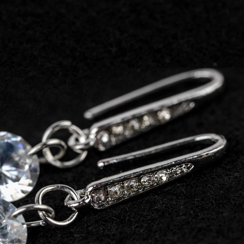 Silver Color Chandelier Crystal Long Earrings for Women Rhinestone Hoop Dangle Earring Hanging Earring Bridal Wedding Jewelry