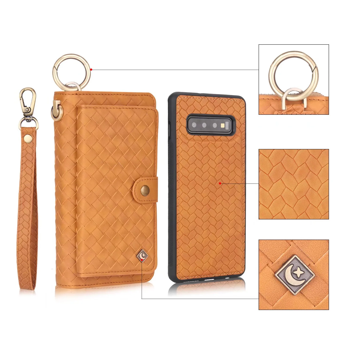 POLA модный кожаный чехол-кошелек с тканым узором для samsung Galaxy с карманом для карт и магнитным съемным кольцом для автомобиля