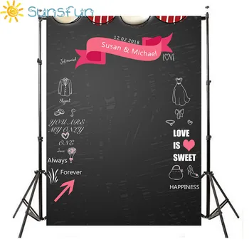 

Sunsfun Diy Custom Name Date Photocall Chalk Blackboard Backgrounds Vinyl Cloth Computer Printed Wedding Photo Backdrop