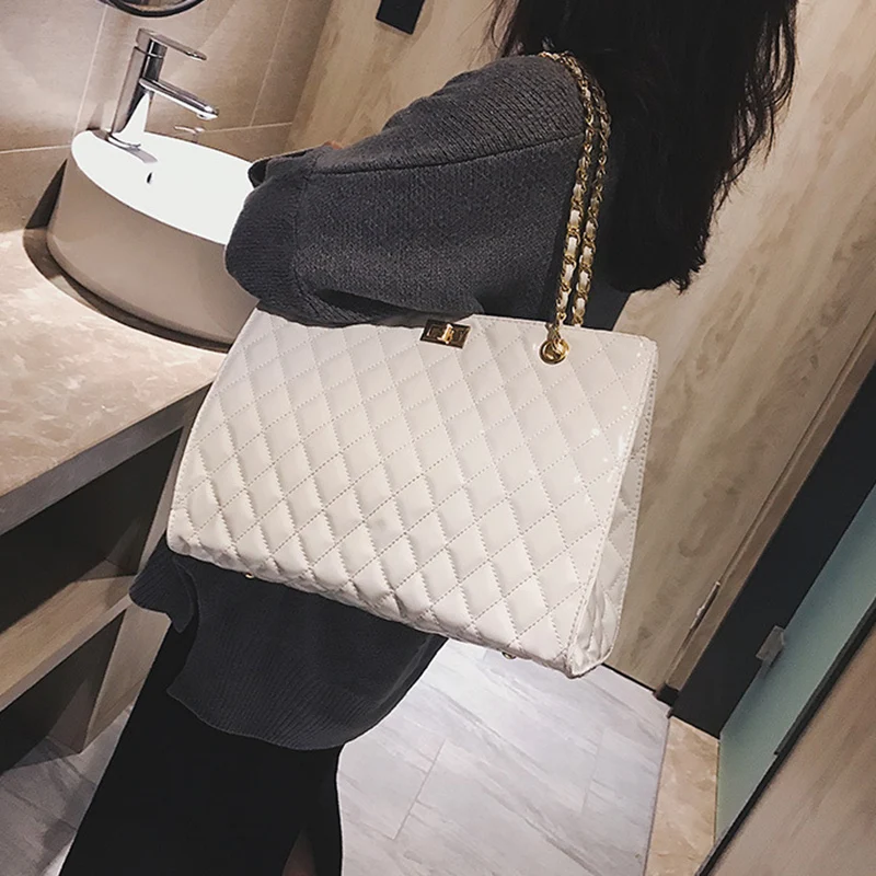  FEMALEE Chain Large Shoulder Bag Women Travel Bags Patent Leather Luxury Handbags For Women Brand T