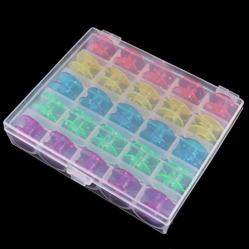 25Pcs/Set Empty Bobbins Sewing Machine Spools Clear Plastic and Case Storage Box Sewing Machine Tools Accessories AA7651 ► Photo 1/5