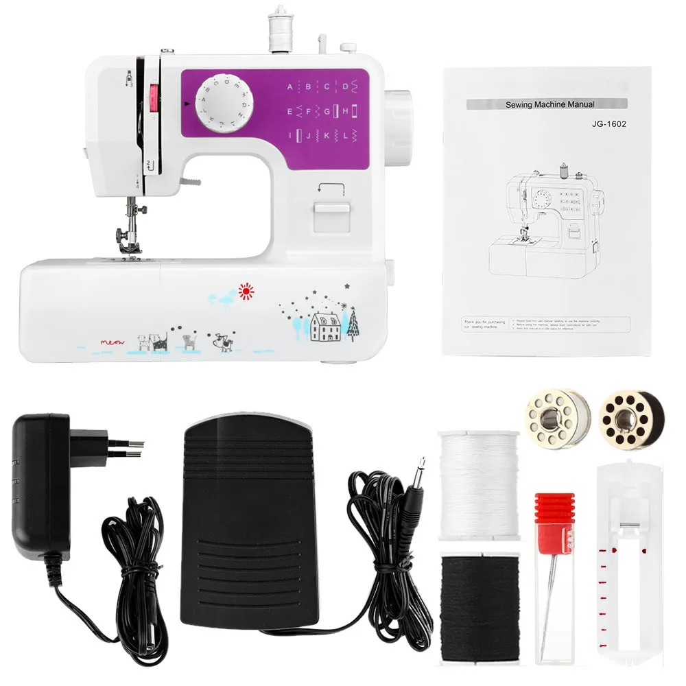 

Mini Household Sewing Machine with 12 Different Stitches EU/US Plug Adjustable Speed USB Socket 3 Color Sewing Machine for Home